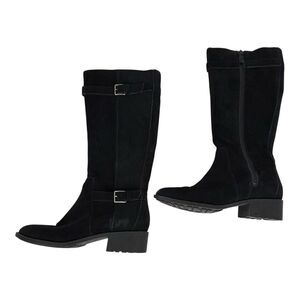 Cole Haan Putnam Tall Knee High Riding Boots Black Suede Leather Waterproof 10B